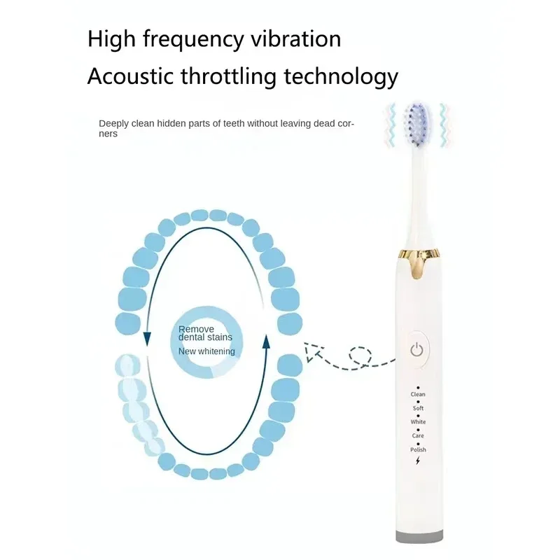 بالموجات فوق الصوتية فرشاة أسنان كهربائية بالموجات فوق الصوتية USB شحن قابلة للشحن مجموع قابل للغسل فرشاة أسنان تبييض الإلكترونية للعناية بالفم #3