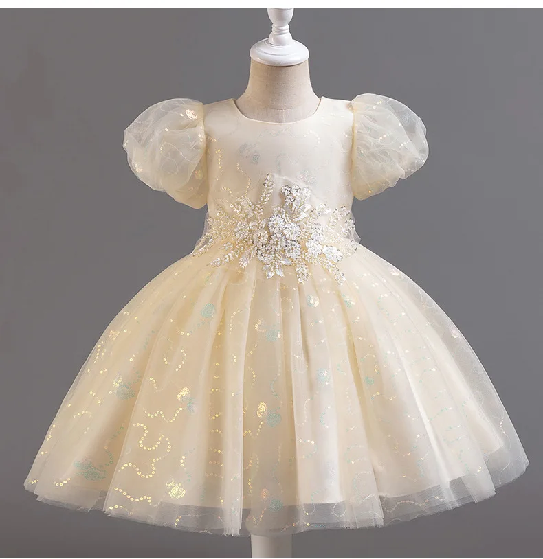 New 2024 Children Dress for Wedding Girl Party Dresses Tulle Kids' Pink Holiday Clothes Ceremony 3 to 12 Years