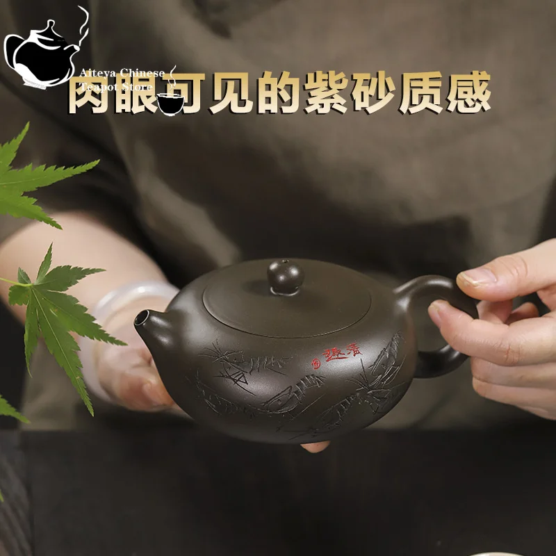 إبريق شاي مصنوع يدويًا من الصلصال من Yixing ، طين أخضر أرجواني ، حبة واحدة ، طقم شاي منزلي ، إبريق شاي الكونغ فو ، إبريق صحي ، اليشم ،