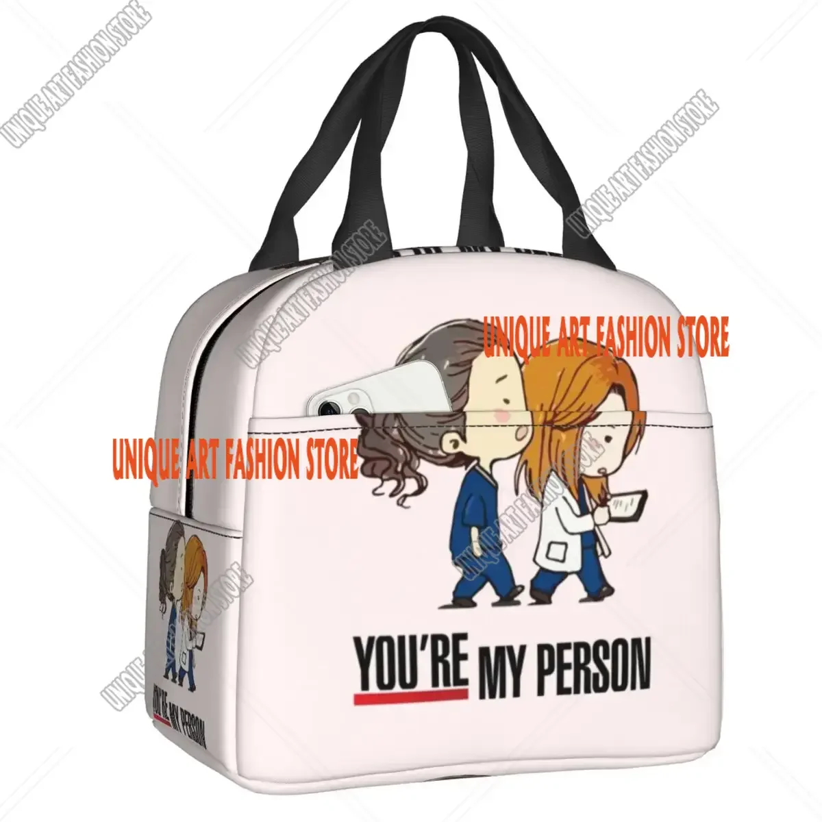 

You Are My Person Grey Anatomy Сумка для обеда Герметичный термохолодильник для пикника Изолированный ланч-бокс для женщин Детские сумки-тоут