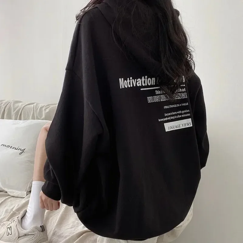 

New Oversized Hoodie Women Sweatshirts Long Sleeve Hoodies Korean Letter Print Loose Pullovers Tops Harajuku Sweatshirt Y2k 후드집업