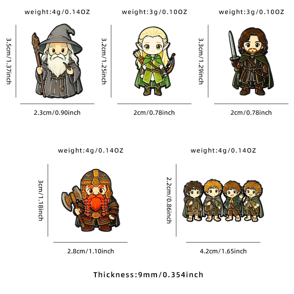 5/10 Stück Chibi Fantasy Lord Charakter Emaille-Pin-Kollektion, Brosche mit Cartoon-Film-Motiv, Cosplay-Zubehör Geschenk für Fans – Detail 1