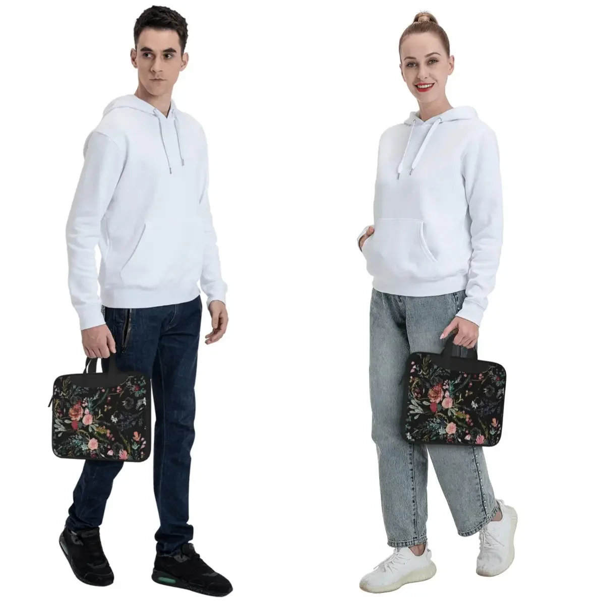 Midnight Floral Crossbody Laptop Bag Case Computer Bag Resistant Protective Notebook Pouch for Lenovo