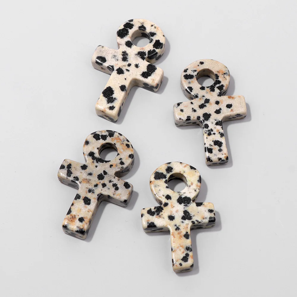 

1Pc Healing Natural Stone Crystal Agates Pendant AnKa Cross Shape Pendant for Jewelry Making Ornament Amulet