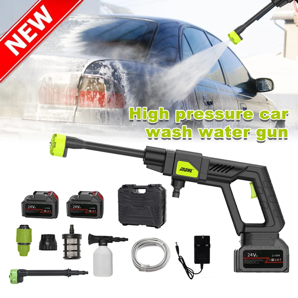 Lavadora de alta presión eléctrica inalámbrica de 1500W, pistola de lavado de coches recargable, pistola de agua eléctrica, máquina de espuma para batería Makita de 24V
