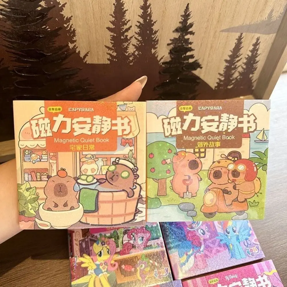 Handmade Magnetic Quiet book การ์ตูน Hand Ledger Capybara หนังสือสติกเกอร์ของเล่นกระดาษ DIY เด็ก Busy Book ของเล่นสาว