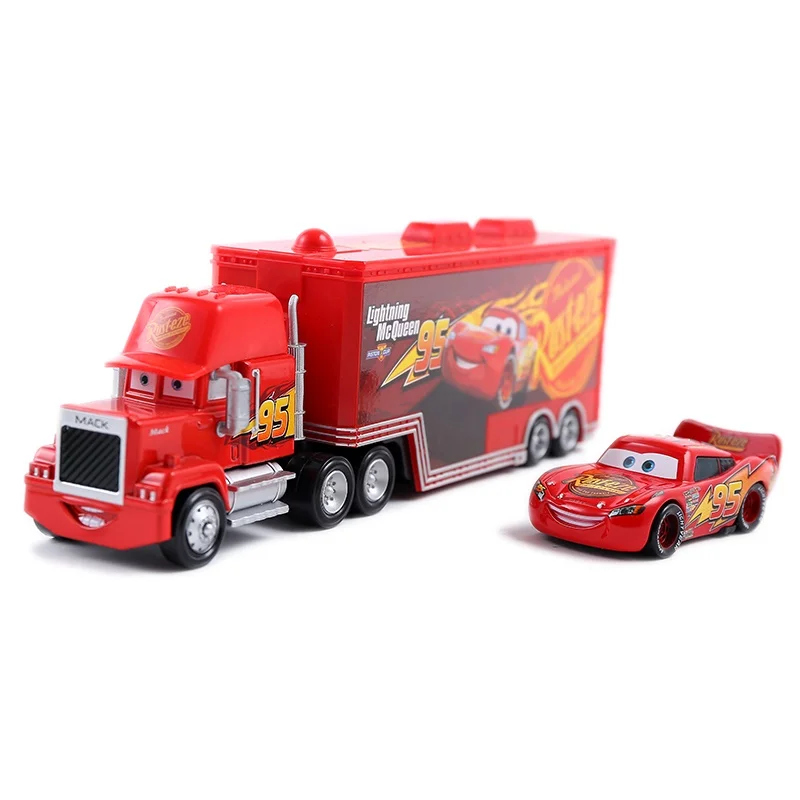 Disney Pixar Cars 2 3 Lightning McQueen Mack Uncle Jackson Storm Car Truck, vehículo fundido a presión, juego de juguetes de Metal, regalo Original