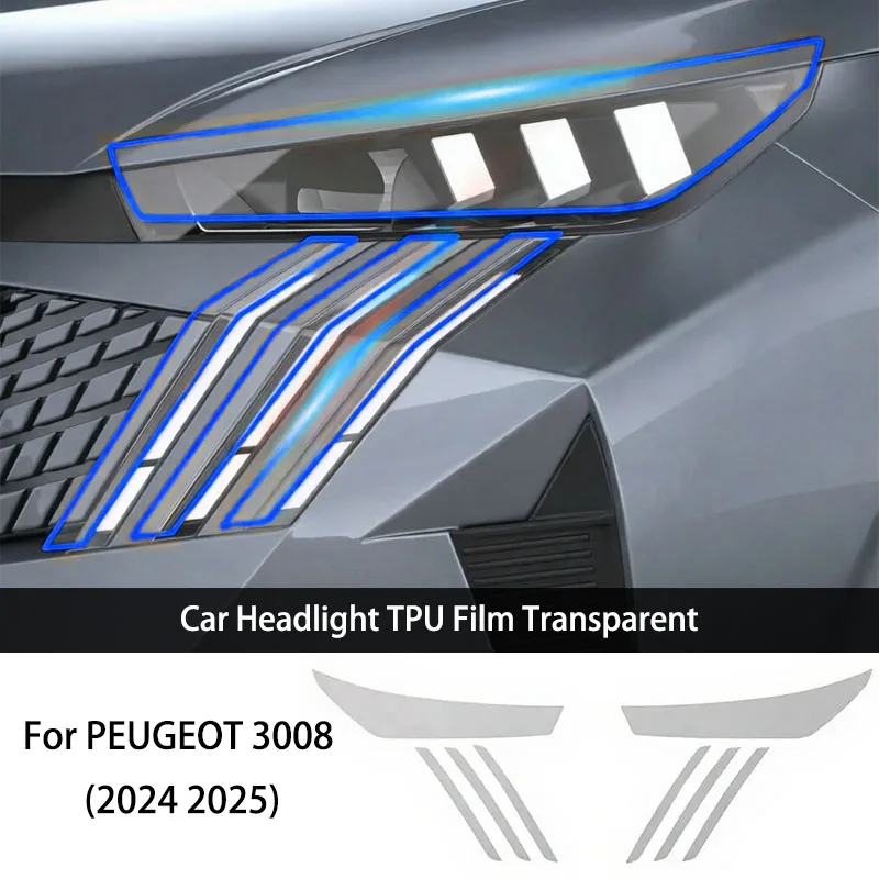 Headlight Film TPU for PEUGEOT 3008 2024 2025 Car Headlamp Rearview B C Pillars Protection Film Anti Scratch Transparent Sticker