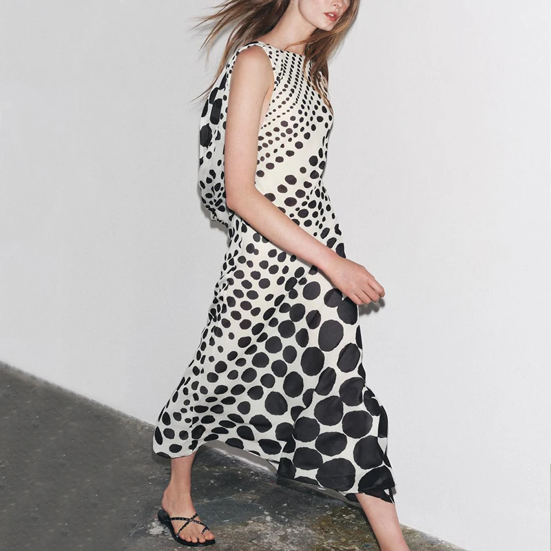 ملابس نسائية صيفية 2025 غير رسمية طويلة الأكمام Dr Polka Dot Faion Ele ماركة Z ألياف البوليستر 00% #3