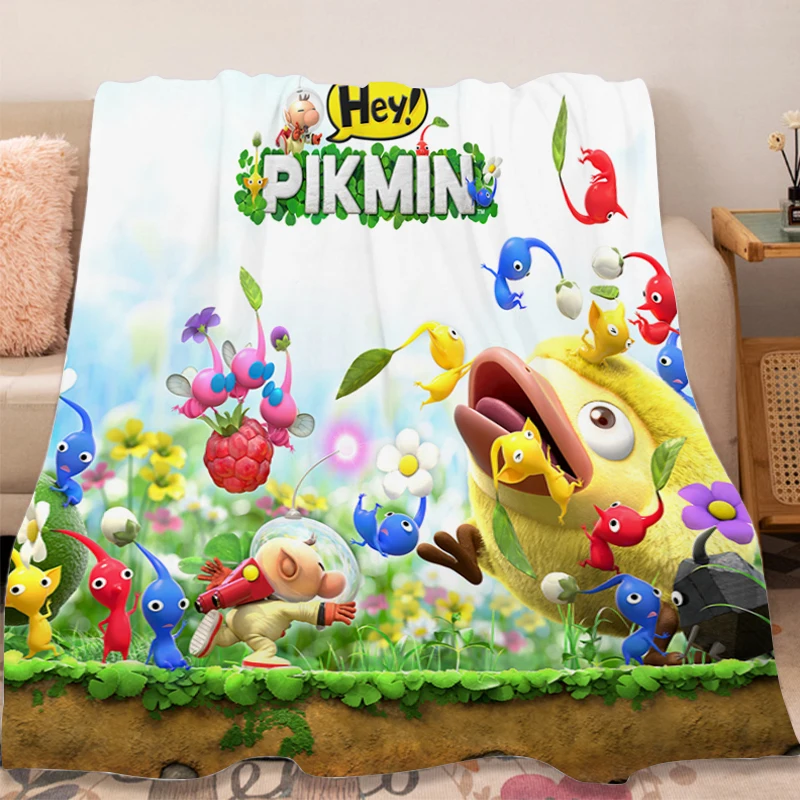 Game Blanket P-Pikmins Sofa Winter Fluffy Soft Blankets Microfiber Bedding Warm Knee Bed Fleece Camping Custom Nap Home Blanket