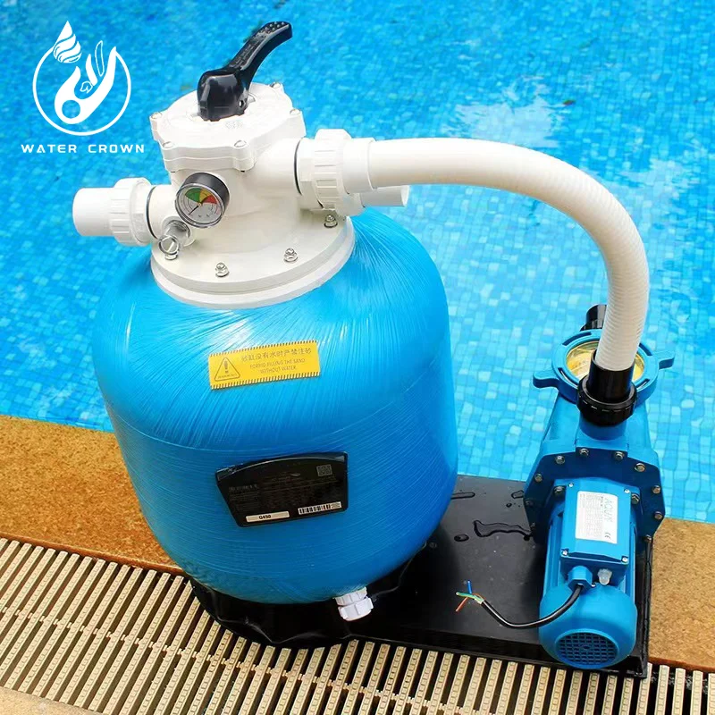 

Hot All-Purpose Fiberglass Top-Out Sand Filter for Spa and Pool Water Filtration Includes Cleaner and Water Pump