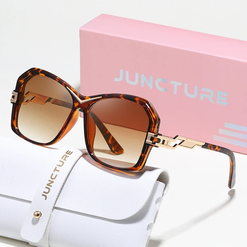 JUNCTURE Modische Damen-Sonnenbrille zum Anziehen, Sonnenbrille, großer Rahmen, Farbverlauf, Damenbrille, Party, Urlaub, Geschenke, Sonnenbrille für Damen