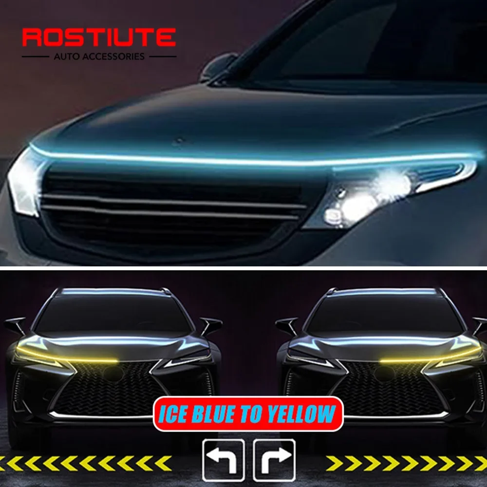 1.2/1.5/1.8/2/2.2/2.4M Dynamic Scan Car Hood Light Strip Drl LED Daytime Running Lights Turn Signal Flexible Auto Ambient Lamp