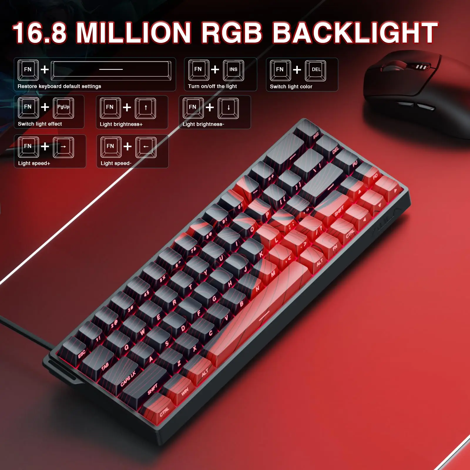 AULA WIN68 HE Wired Gaming Keyboard Magnetic Axis 8K Return Rate 0.02mm Rapid Trigger 65% Compact RGB Backlit Hot Swap Esports