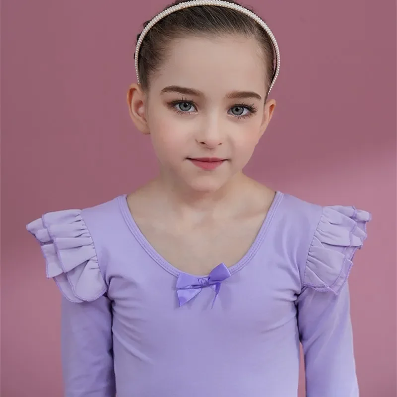 Leotard for Girls Toddler Ballet Leotards Dance Gymnastics Outfits with Bow Back Jumpsuit Hollow Out Cotton Ballerina Swimwear