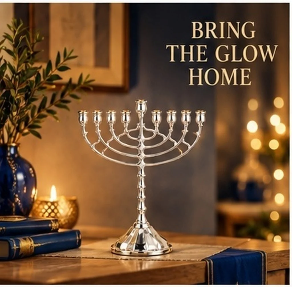 Jewish Festival Menorah 9 Branch Alloy Hanukkah Holder Decorative Candelabra Table Centerpiece Branch Hanukkah Menorah