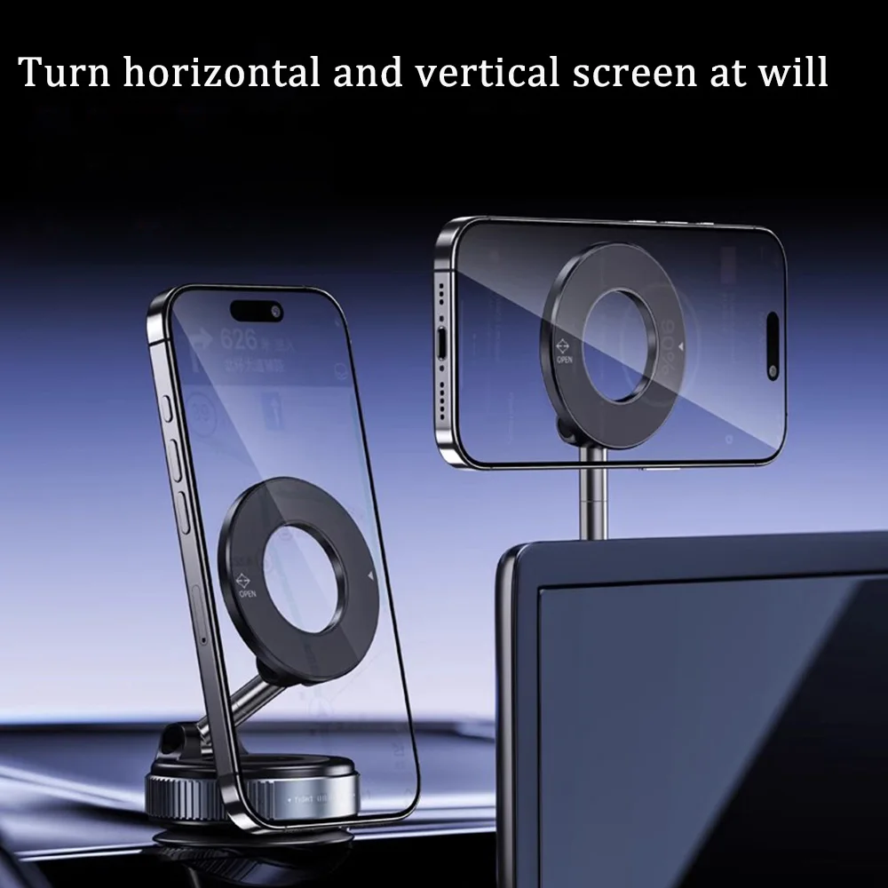 Foldable Vacuum Car Phone Holder Magnetic Suction Stand Strong Adsorption 360° Rotation Car Holder For iPhone Samsung Xiaomi
