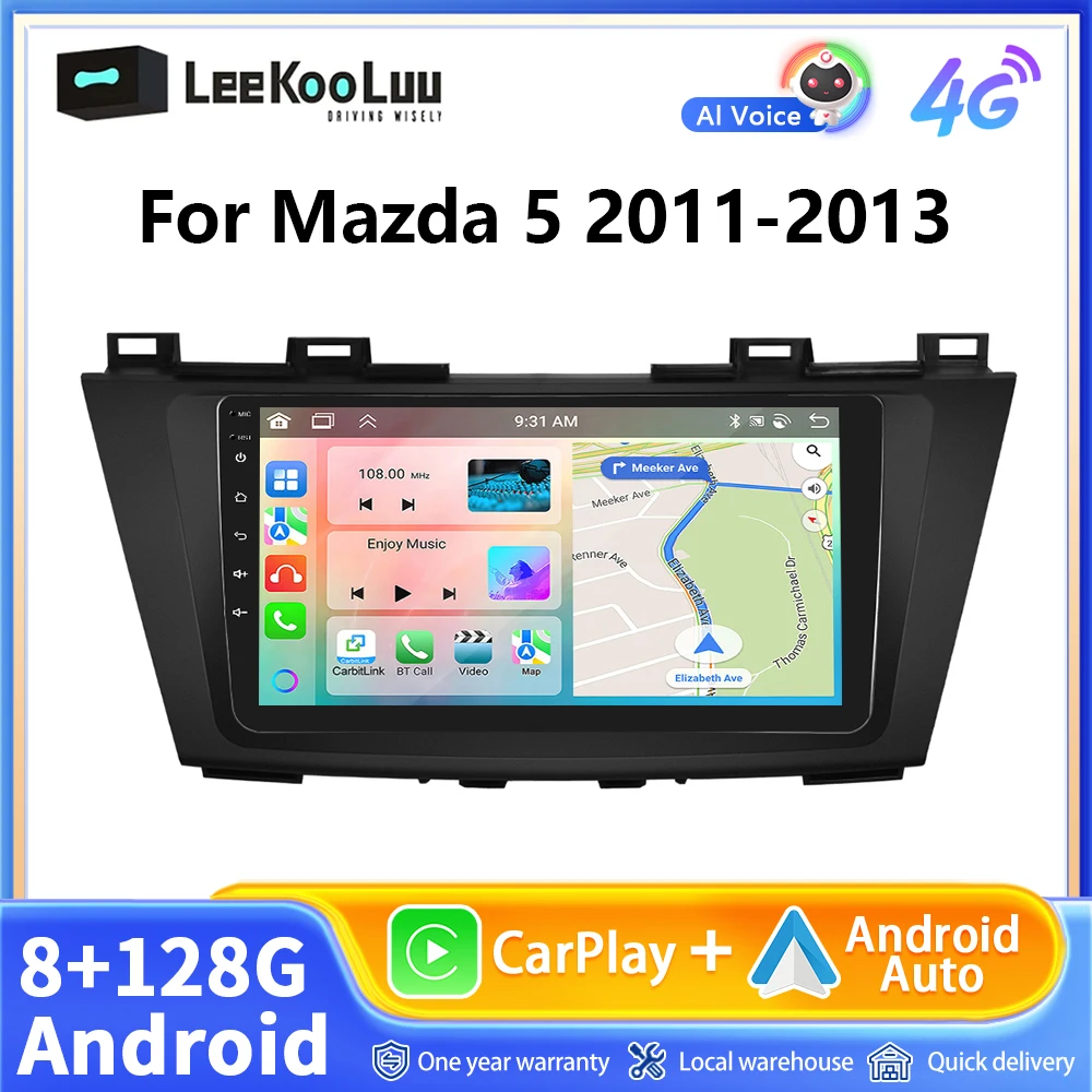 LeeKooLuu 8G+128G CarPlay Android Auto Radio For Mazda 5 2011-2013 Car Multiemdia Video Player 2 Din AutoRadio 4G GPS Stereo