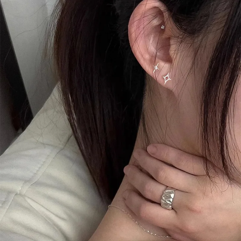 Punk Small Cross Hollow Stud Earrings For Women Ear Piercing Star Earrings Men Pierced Unusual Party Earrings Jewelry Gifts