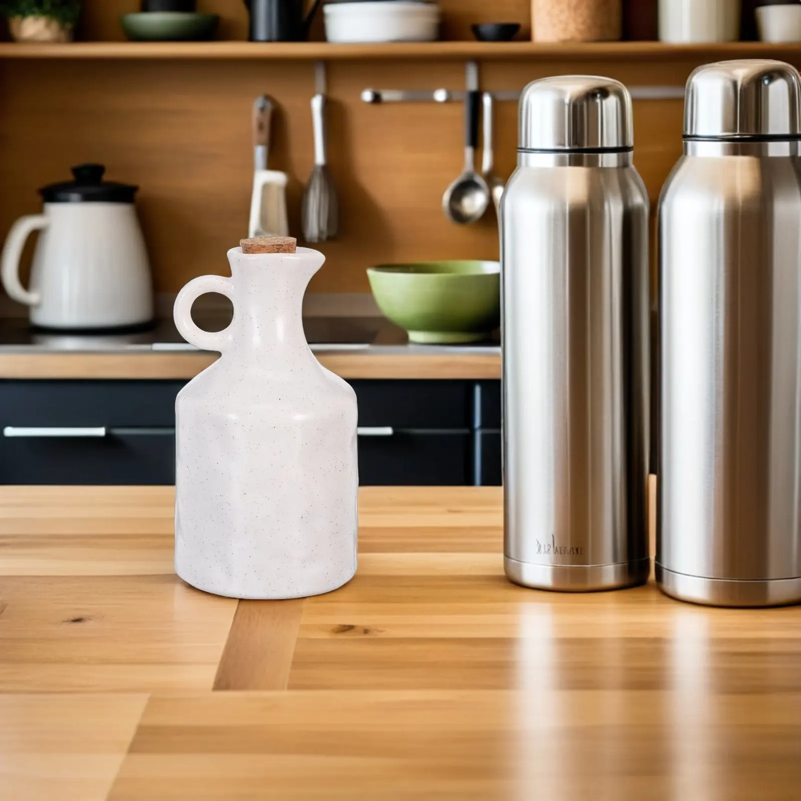 Ceramic Olive Oil Dispenser Bottle 400Ml Kitchen Condiment Cruet Vinegar Soy Sauce Pourer Decorative Seasoning Jar Ceramic Oil