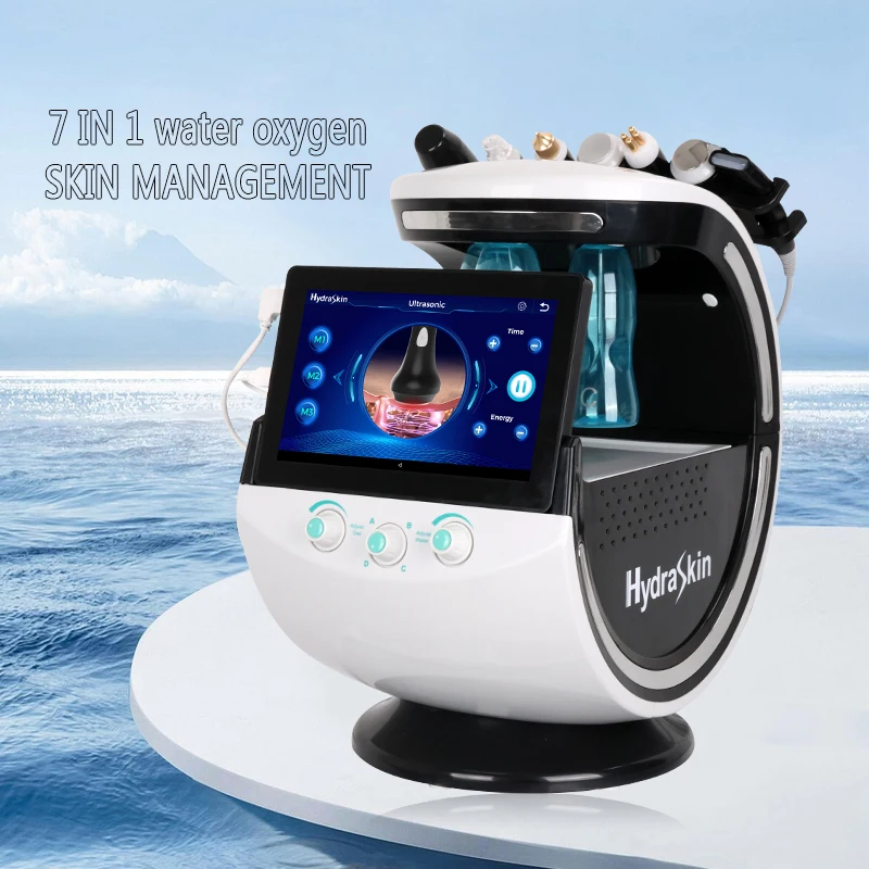 Hidrofacial Maquina 7 en 1 analyseur de peau intelligent bleu glace Microdermabrasion oxygène Machine faciale pour Salon