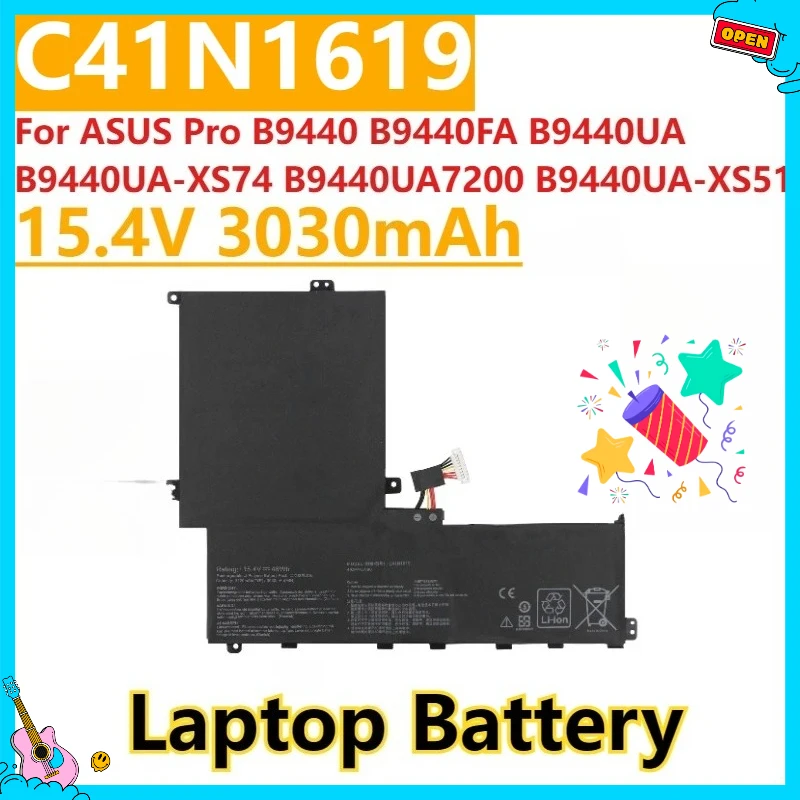 

Новый аккумулятор для ноутбука C41N1619 15,4 В 3030 мАч для ASUS Pro B9440 B9440FA B9440UA B9440UA-XS74 B9440UA7200 B9440UA-XS51 B9440UA7500