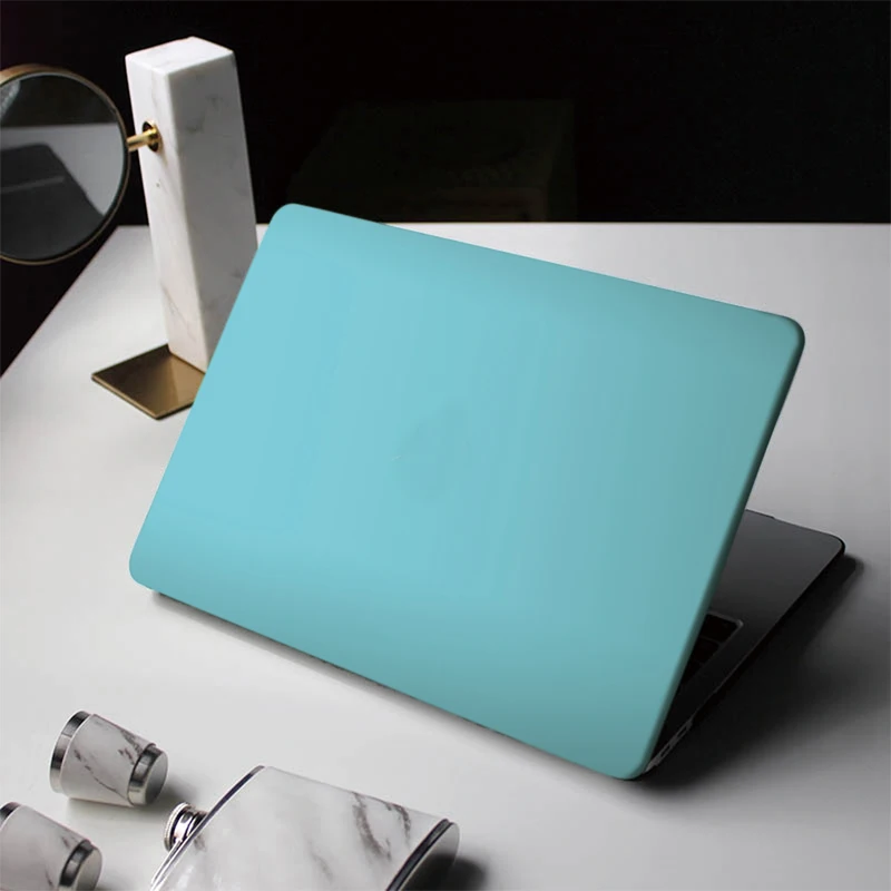 

Luxury Light Blue MacBook Case, Solid Laptop Case for MacBook Air 13 Macbook Pro 13 16 14 A2442 15 A1990 With Cutting Out Logo