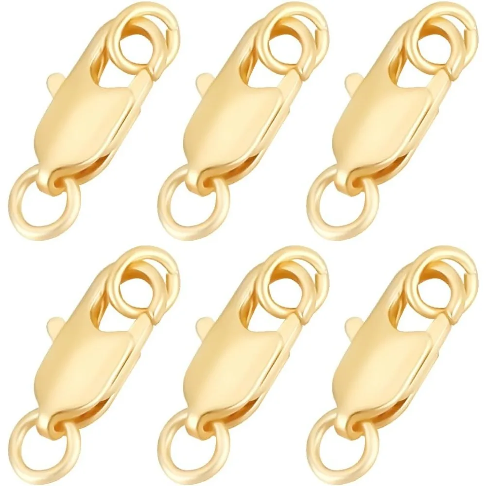 

1 коробка, 20 шт., золотые застежки-когти омара, настоящая 18-каратная позолоченная латунь, маленькие застежки-карабы с кольцом для прыжков, набор для изготовления прямоугольного триггера