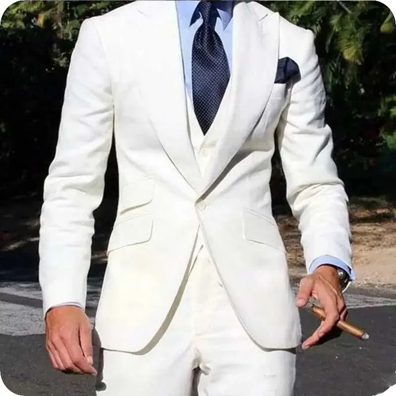 

High Quality Men's Boutique Suit Slim Fit Formal Business Office Set Solid Color Wedding Party Fashion 3-piece Jacket Vest Pants