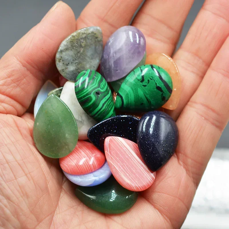 FLTMRH 4pcs 18MMX25MM Heart shape Natural Stone Jaspe Onyx Opal Crystal Malachite Sodalite Rhodonite Goldstone Unakite Cabochon