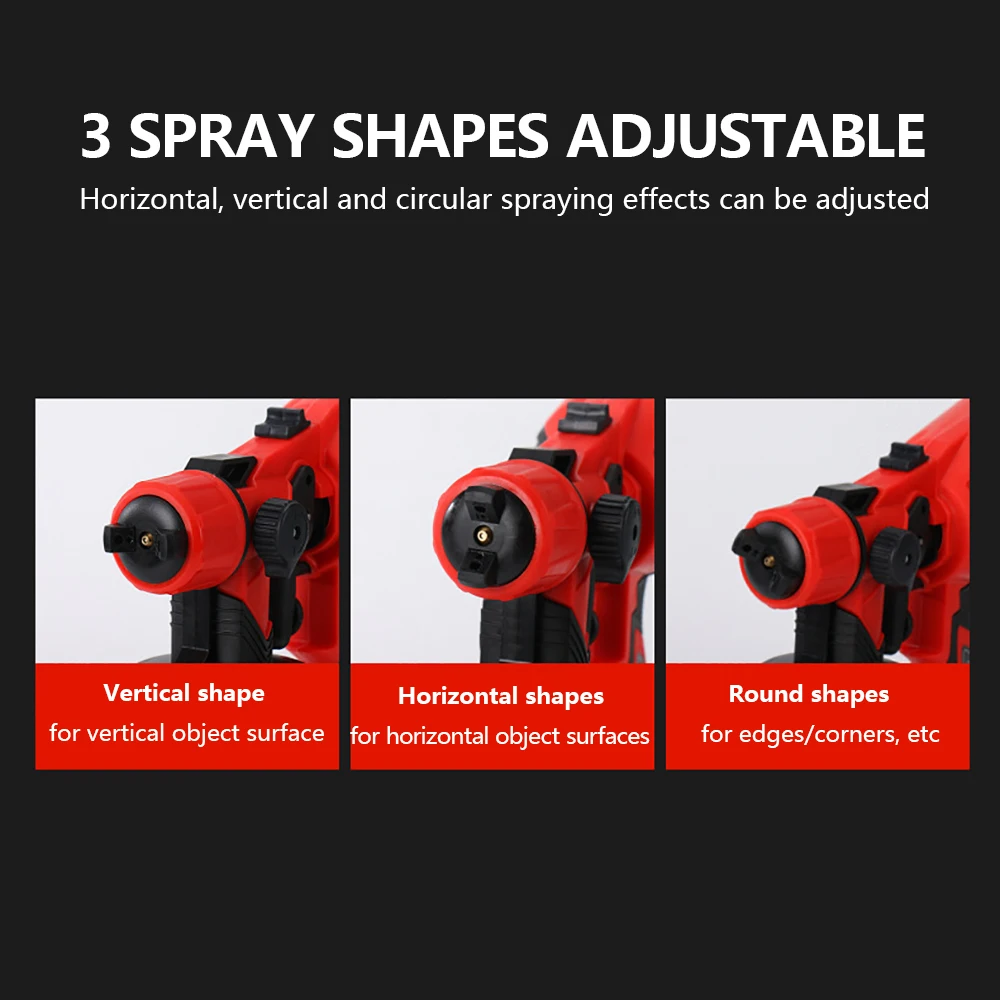 1400ML High Pressure Electric Spray Gun HVLP Portable Paint Sprayer Spray Shape Adjustable Auto Furniture Steel Coating Airbrush