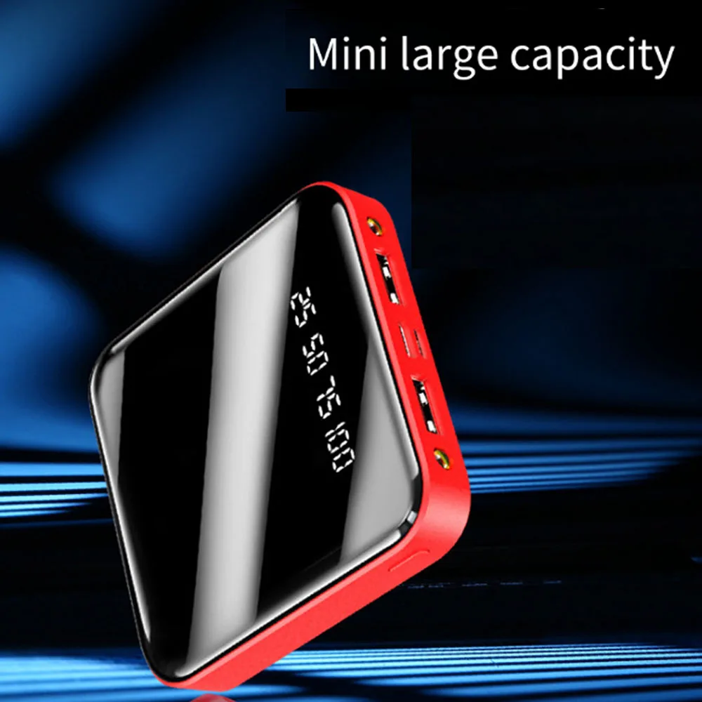 18650 Power Bank Portable Charging Poverbank Mobile Phone LED Mirror Back Power Bank h Flashlight for Charging Mobile Phones