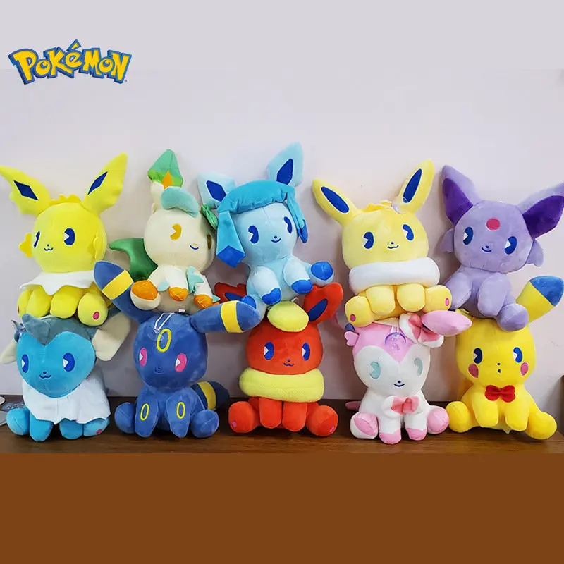 10pcs/lot 10/20cm Pokemon Pikachu Eevee Plush Toys Kawaii Vaporeon Umbreon Sylveon Soft Stuffed Doll Pillow Xmas Gift For Kids