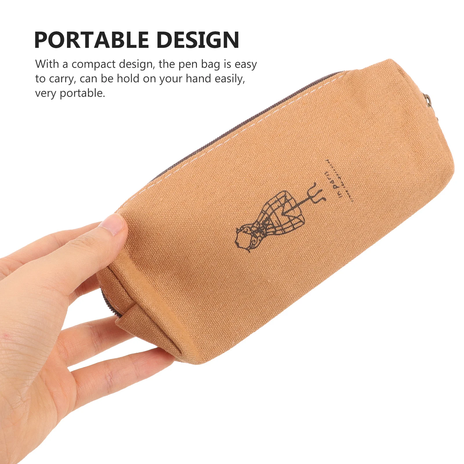 

Vintage Pattern Brown Canvas Pencil Case Large Capacity Creative Bowknot Design Stationery Bag for Pens Cellphone Coin