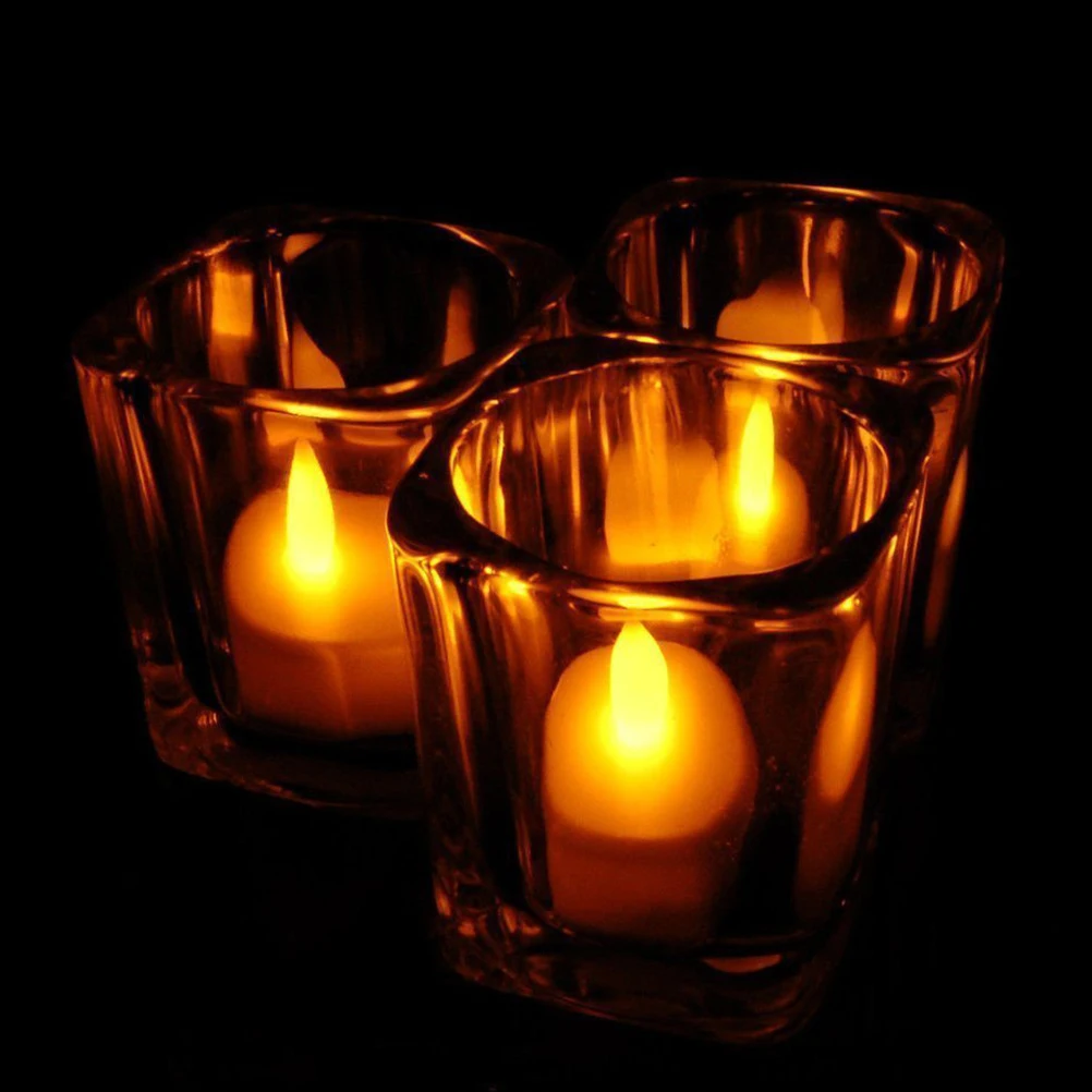 

12pcs Led Electronic Candles Realistic Flameless Operated Yellow Light Decorative Tea Lights For Wedding Birthday Night