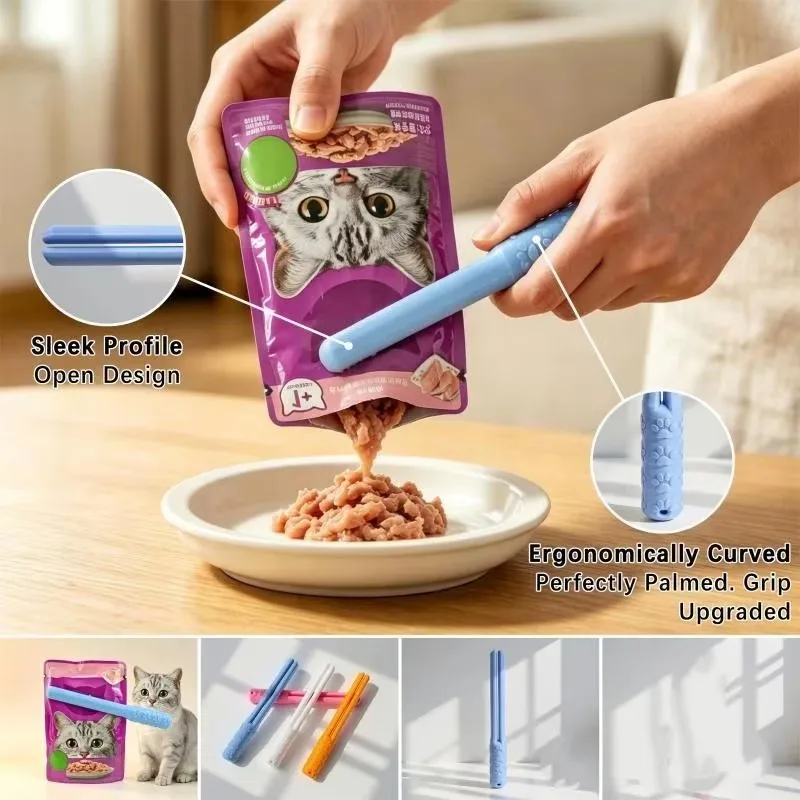 Pet Wet Food Squeezer Portable Cat Dog Wet Meal Pack Squeezing Tool Protective Nails Easy Clean Durable Squeeze Device