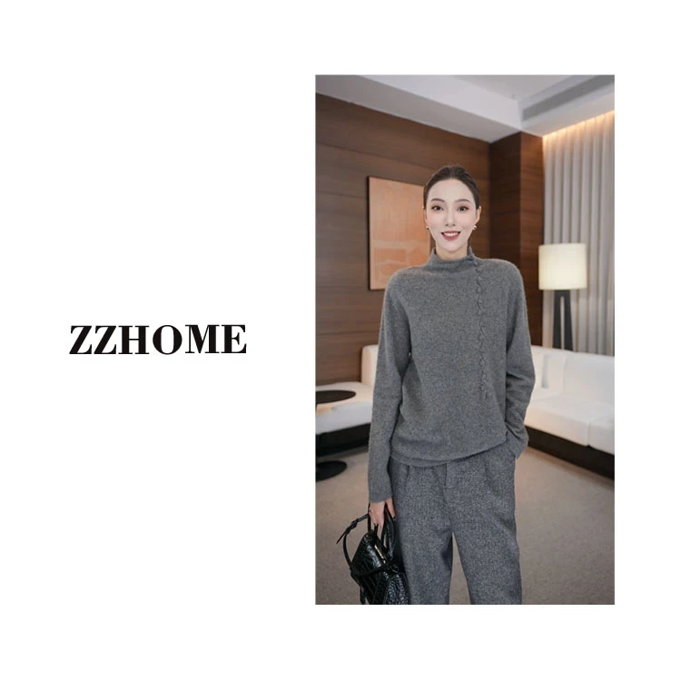 

Wed Wool Camere f Stand Collar Button Sweater Knitted Woolen Sweater Overhead Simple Sle Women's Loose Fit Knitwear