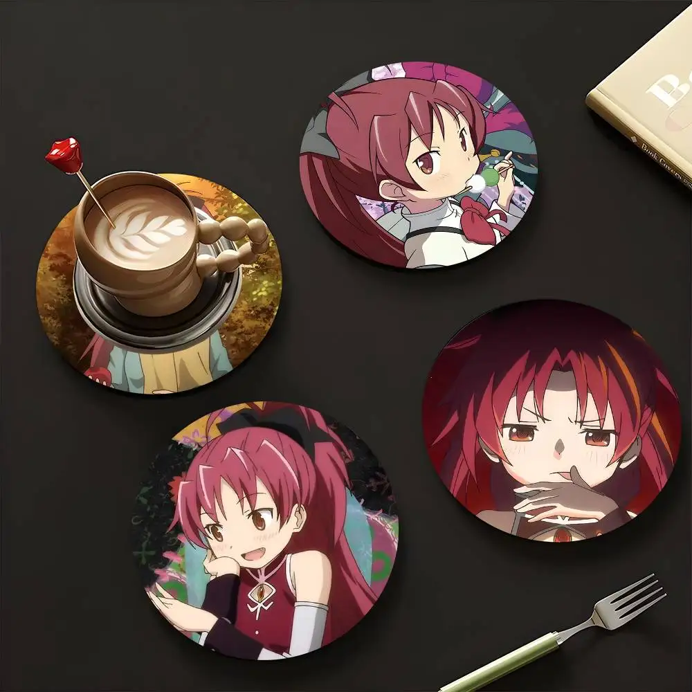 1pc Kyoko Sakura Wooden Coaster Colour Printing Cup Mat Home Desk Decoration Gifts