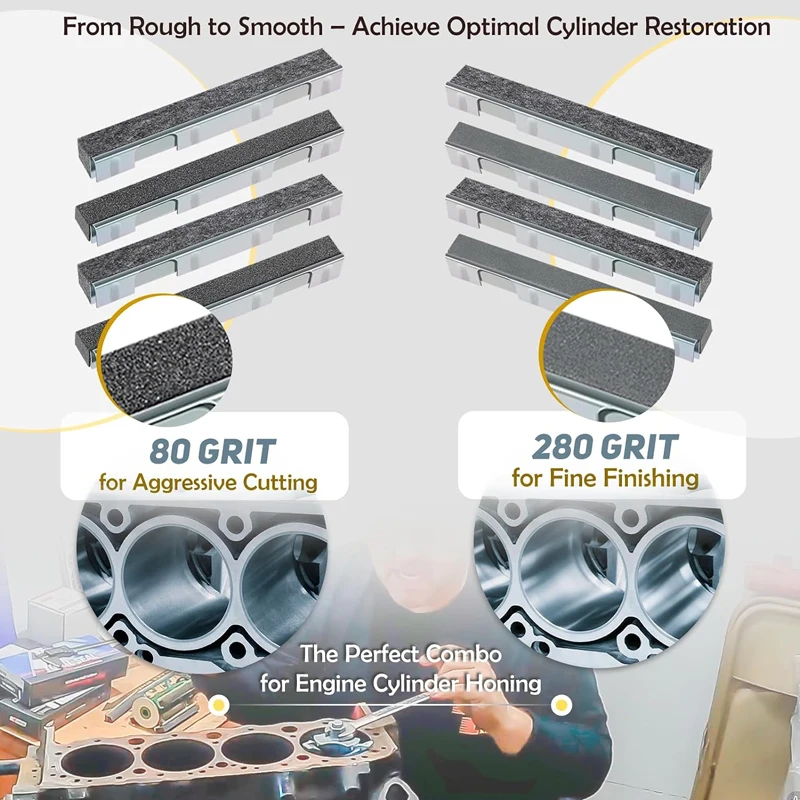 Cylinder Hone Stones (80 or 280 Grit Stone) 15520 or 15500 for Lisle 15000 Cylinder Hone ,for Cylinder Wall Glaze & Rust Removal