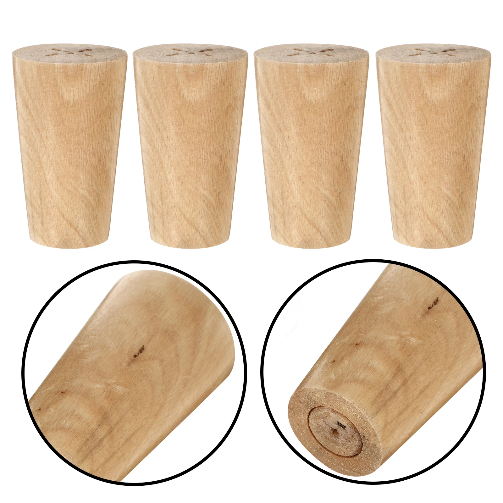 

4Pcs Round Solid Wooden Furniture Legs Hardwood Sofa Dresser Cabinet Feet Floor Protection Pads Natural Texture Durable