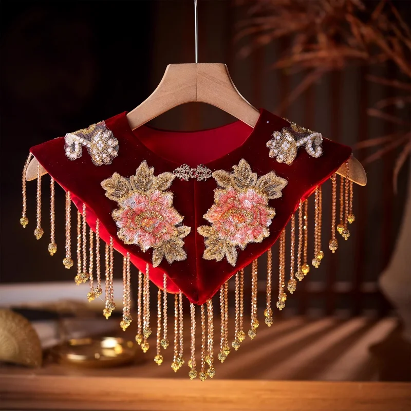 

Versatile Retro Luxury Peony Flower Bead Embroidery Lace Embroidery Shawl