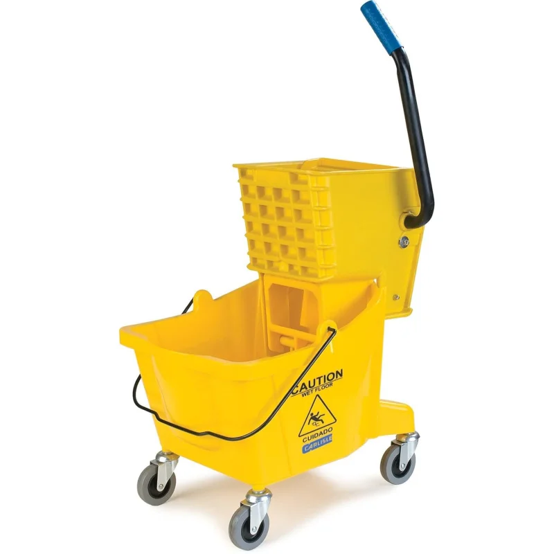 

Mop Bucket with Side-Press Wringer for Floor Cleaning, Restaurants, Offices, And Janitorial Use, Polyproylene, 26 Quarts, Yellow