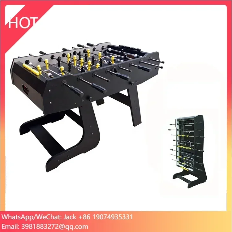 

54" Full Size Foosball Table with 2 pcs Footballs, Solid and Sturdy Legs, Standard Foldable Soccer Table for Kids and Adults