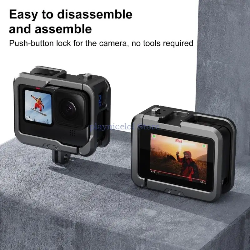 Защитный металлический каркас для экшн-камеры. Защитная рамка. Двойные крепления для холодной обуви, рассеивание тепла E8BA.