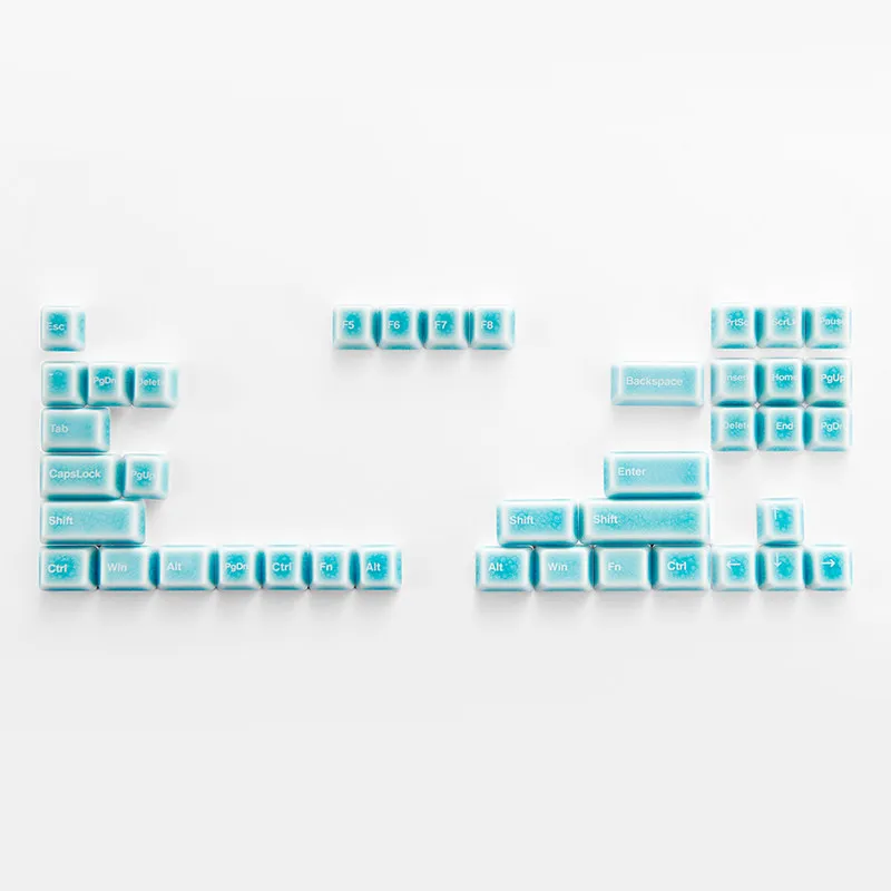 Blue Ice Crack Ceramic Keycaps Set B Functional Area Custom Keycap Cherry Profile Keycaps for Mechanical Keyboard Key Caps Gifts