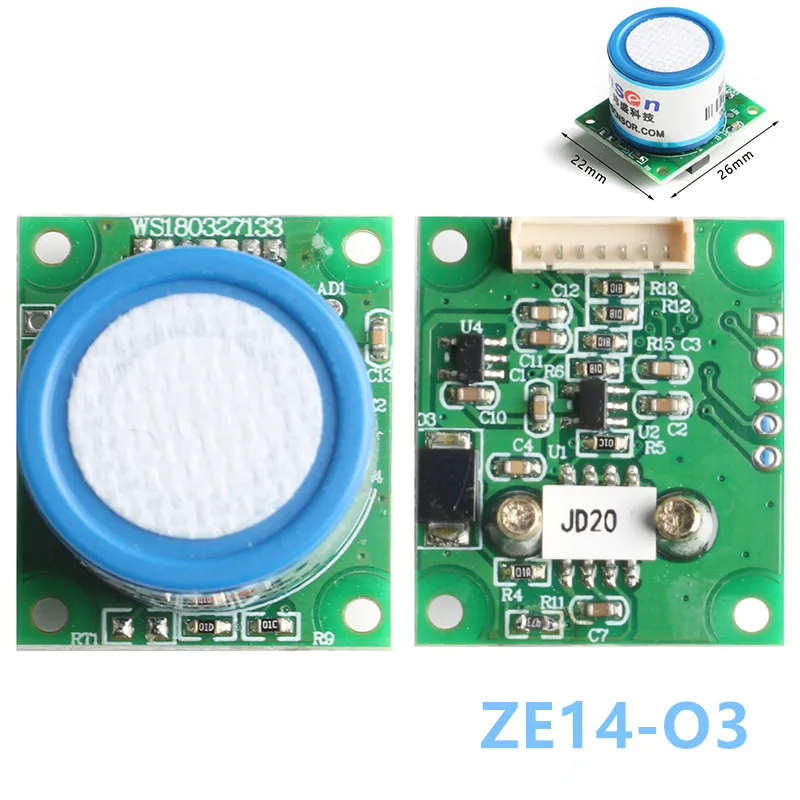 ZE14-O3 Ozone O3 Gas Sensor Module ZE14O3 For Ozone Concentration Detection Disinfection Cabinet 0-100ppm 3.3V UART