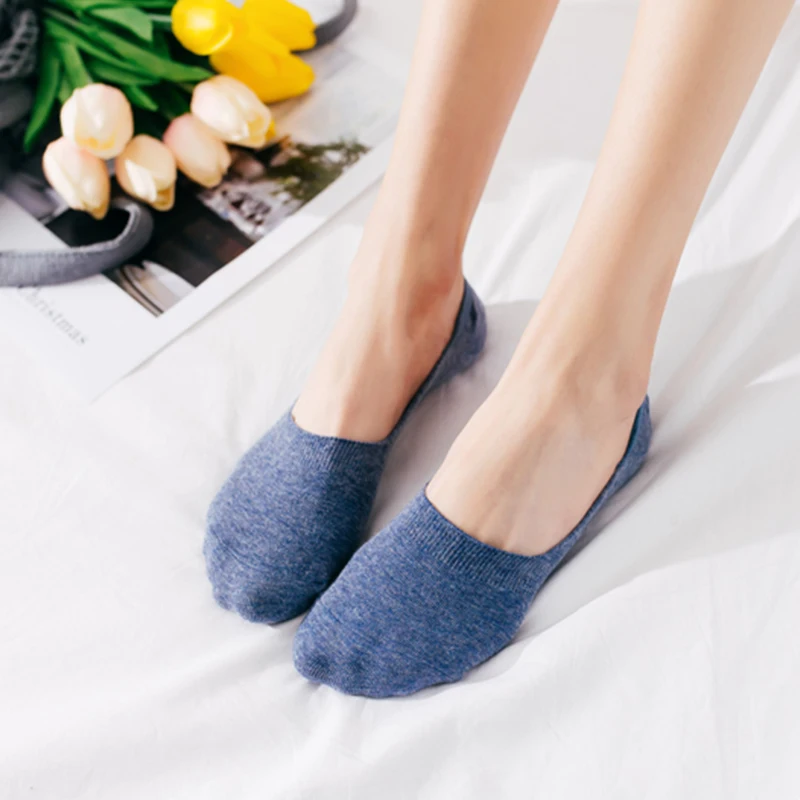 5 Pairs Spring Summer Women Socks Solid Color Fashion Wild Shallow Mouth Invisible Female Slipper Socks Fashion Soft sock