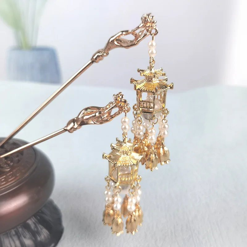 

Ancient Style Hairpin Palace Lantern Hairpin Fairy Tassel Hair Classical Temperament Hairpin Retro Women Accessori LL@17