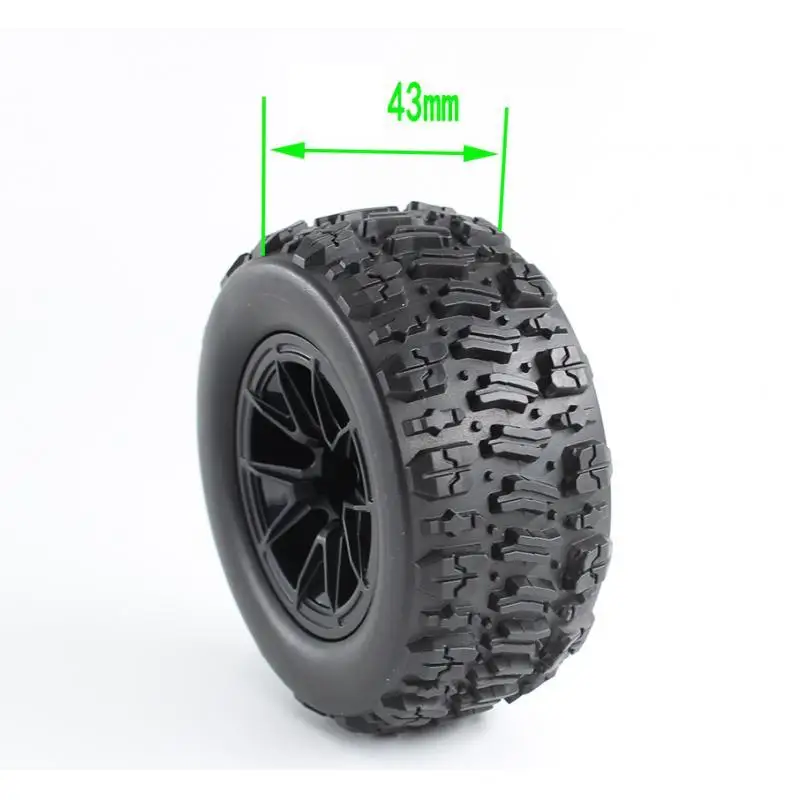 4Pcs RC Car Wheels and Tires Spare Parts Black DIY Modified 90mmx43mm Upgrade for 1:14 14209 1:16 16101 All Terrain RC Truggy