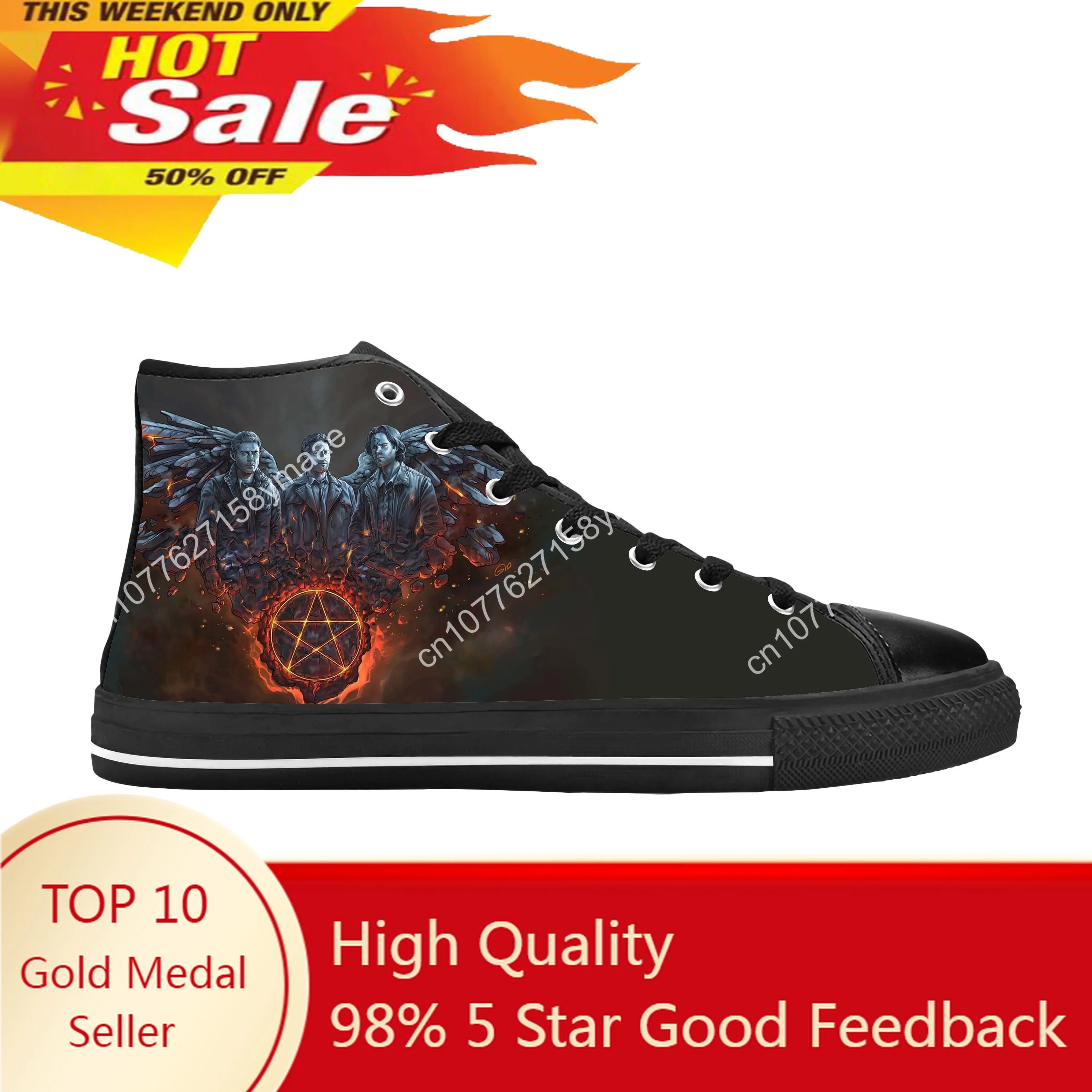 

Supernatural Winchester Bros Horror Anime Cartoon Casual Cloth Shoes High Top Comfortable Breathable 3D Print Men Women Sneakers